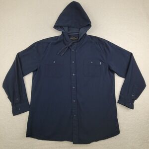 Molokai Surf Co Shirt Mens Large Blue Hooded Button Down Casual Long Sleeve